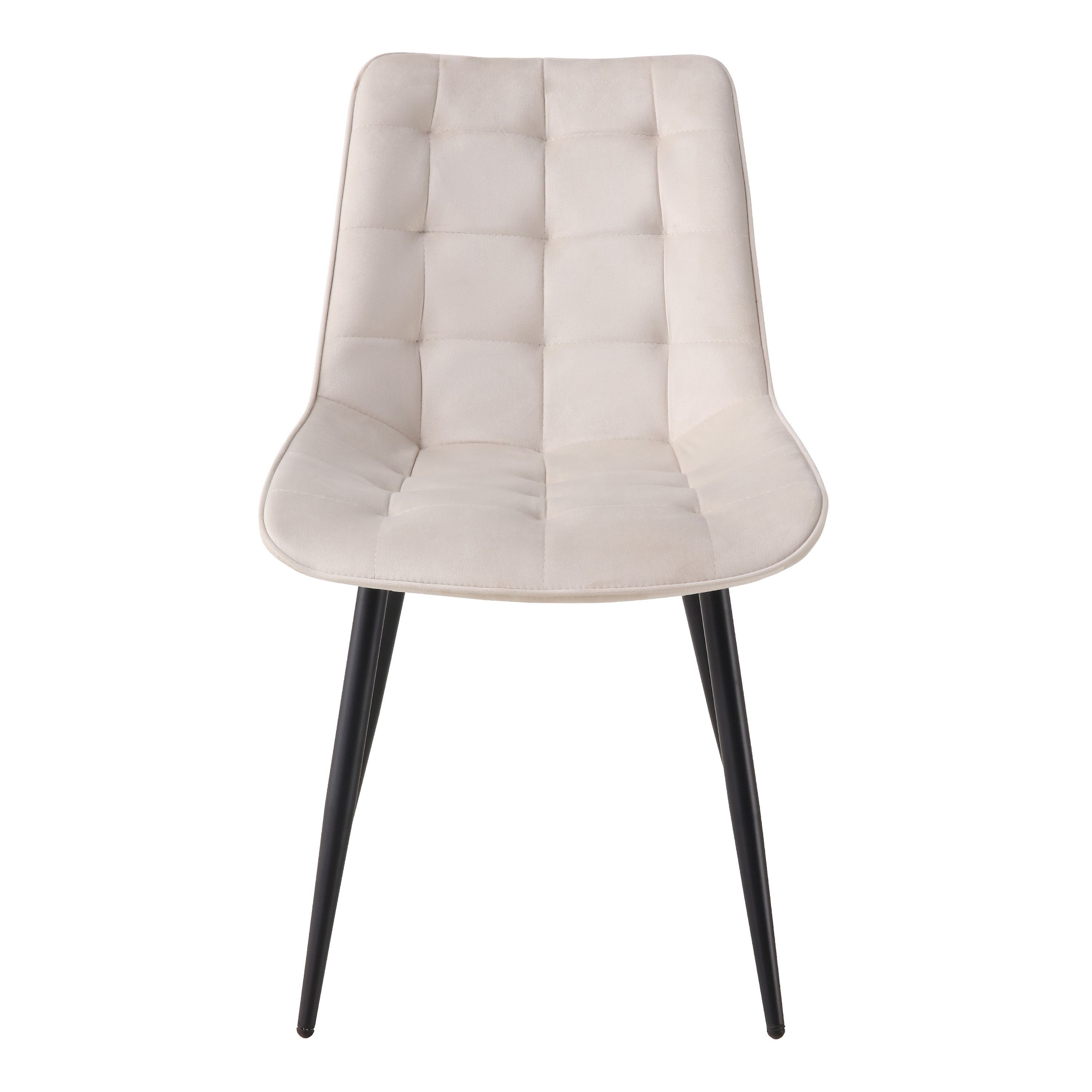 BHS LIVING Esszimmerstuhl, Küchenstuhl, Stuhl für den Wartebereich SERENA Polstersessel mit Samtstoff elfenbein 55x53x88 cm